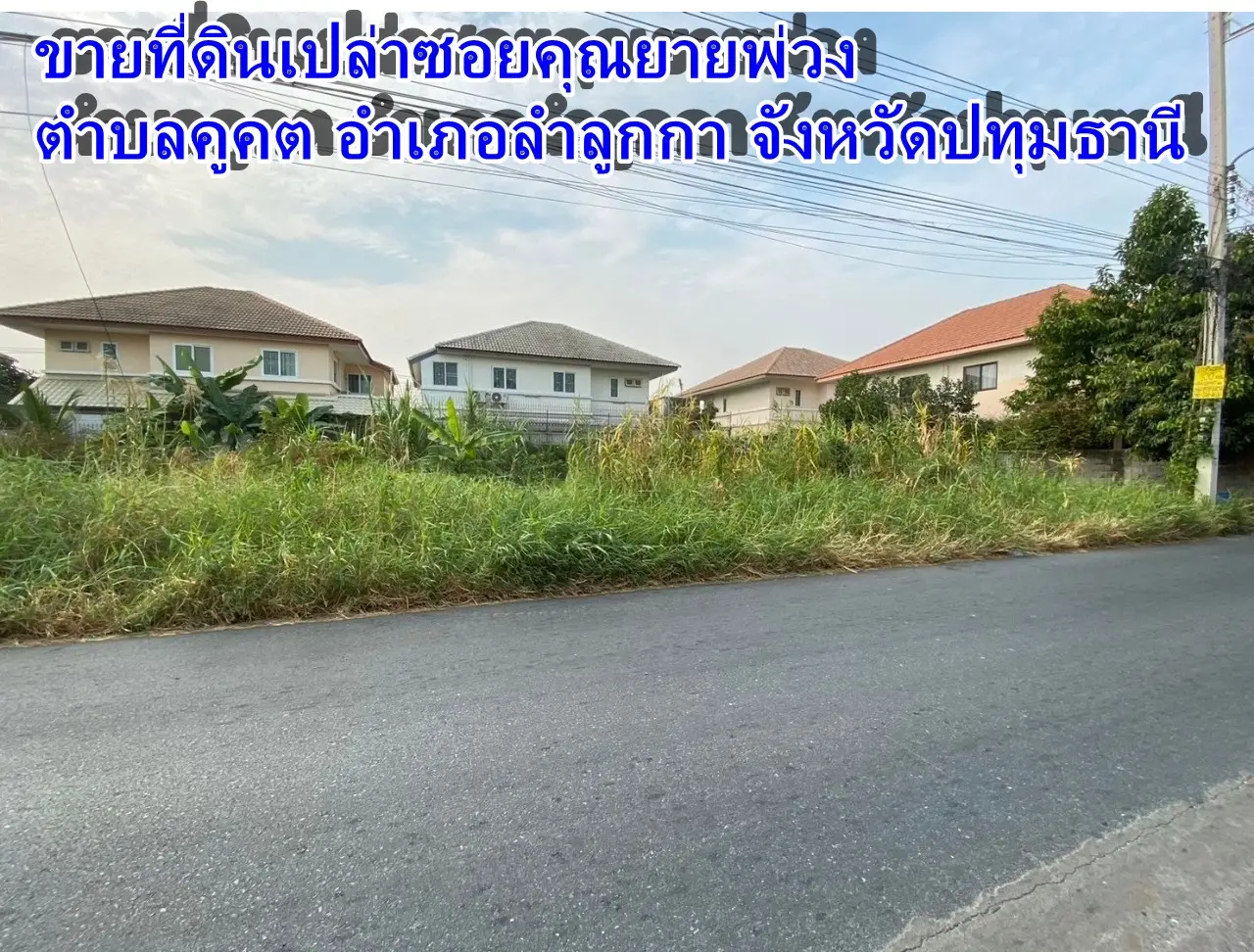 Land for sale in Soi Khun Yai Phuang, Khu Khot Subdistrict, Lam Luk Ka District, Pathum Thani Province.