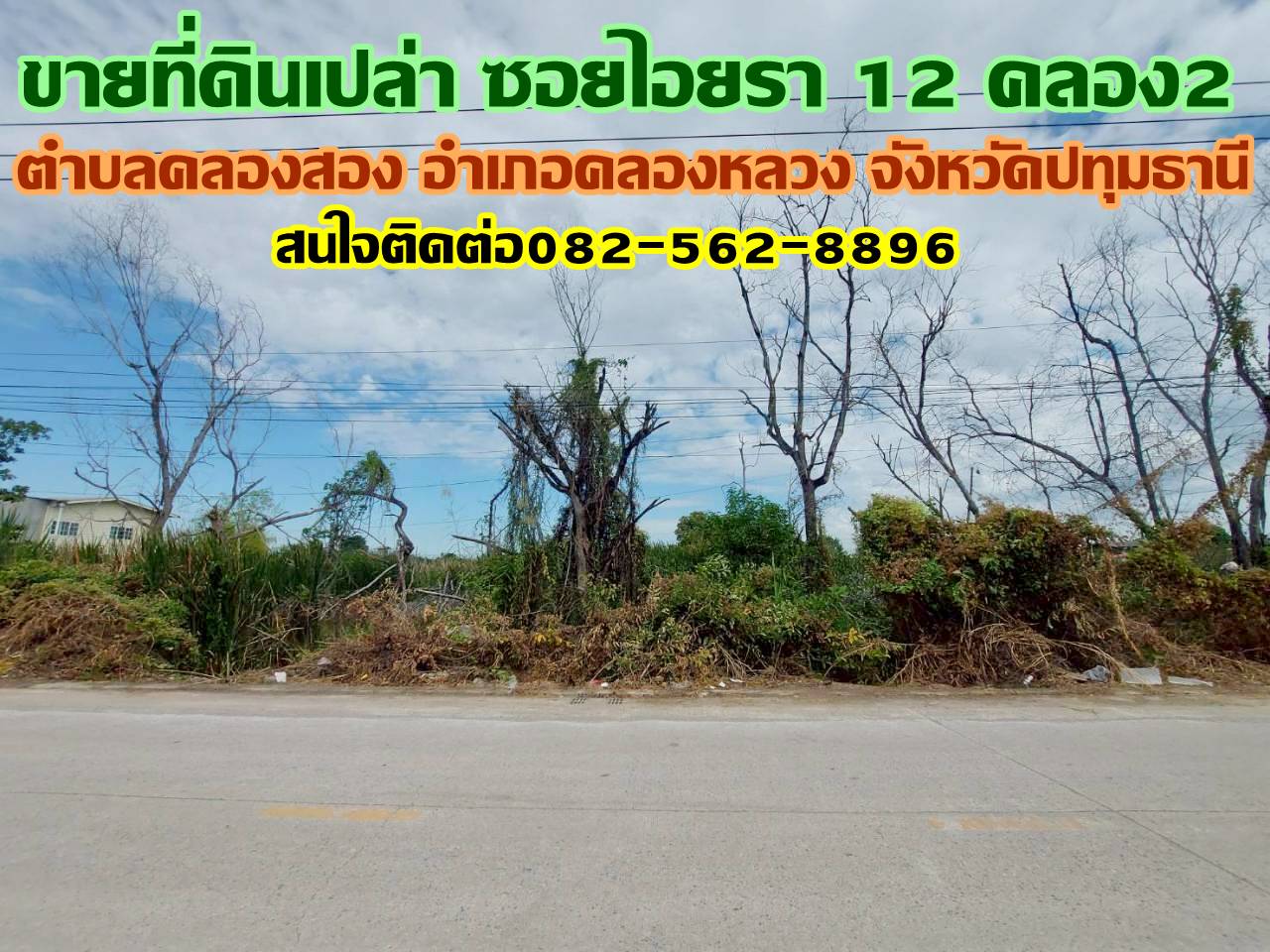 ขายที่ดินเปล่า ซอยไอยรา12 คลอง2 คลองหลวง