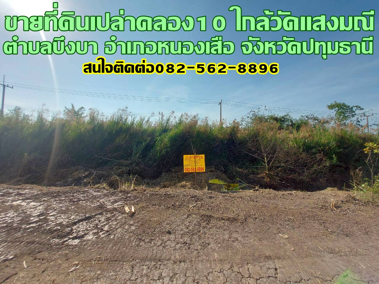 ขายที่ดินเปล่าคลอง10 หนองเสือ ใกล้วัดแสงมณี